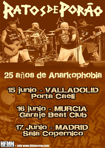 Conciertos de Ratos de Porao en Valladolid, Murcia y Madrid en 2016