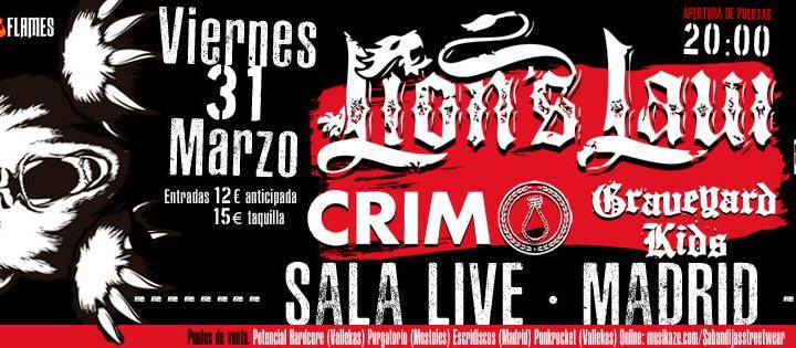 Concierto de Lion's Law, CRIM y Graveyard Kids en Madrid
