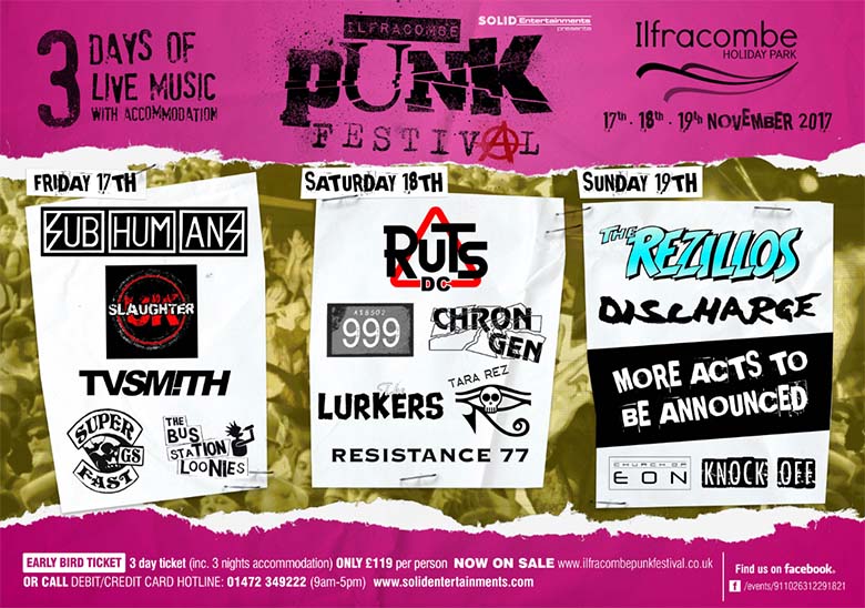 Ilfracombe Punk Festival 2017 line-up