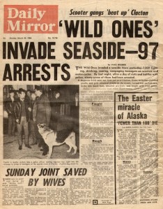 Portada del Daily Mirror tras los disturbios entre mods y rockers