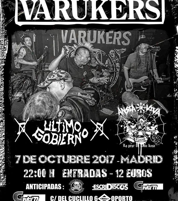 Concierto de Varukers en Gruta 77, Madrid, en 2017