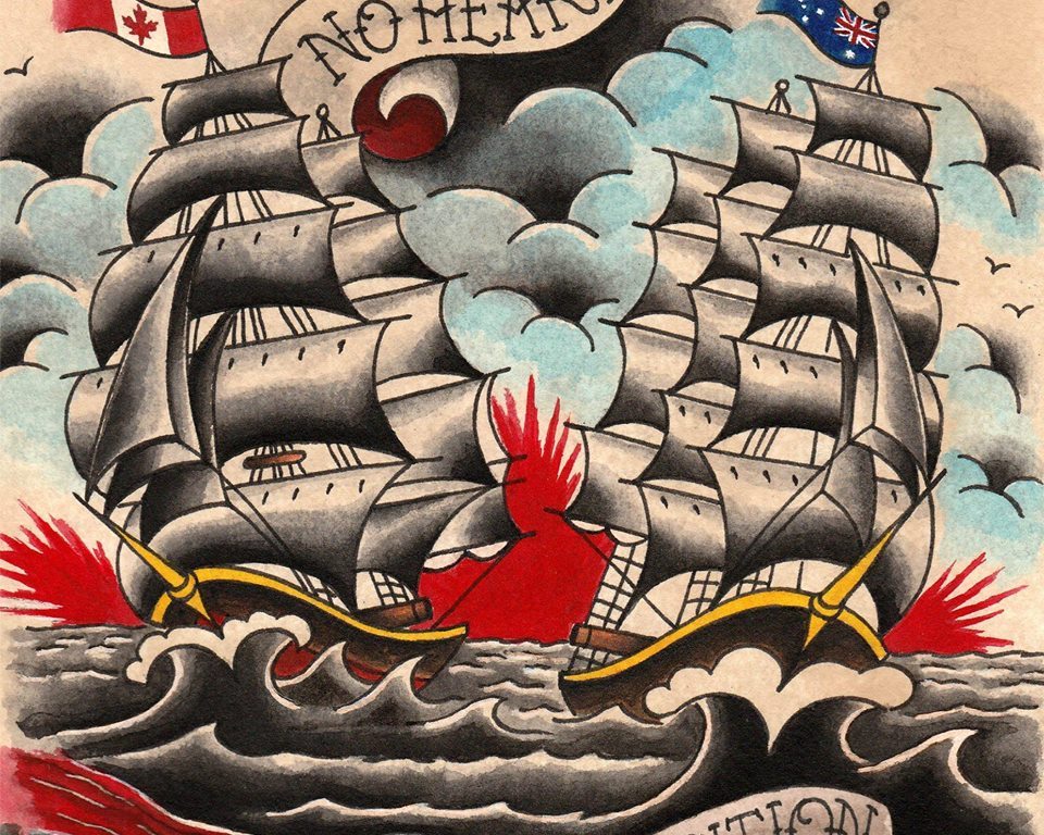 No Heart & The Opposition split artwork