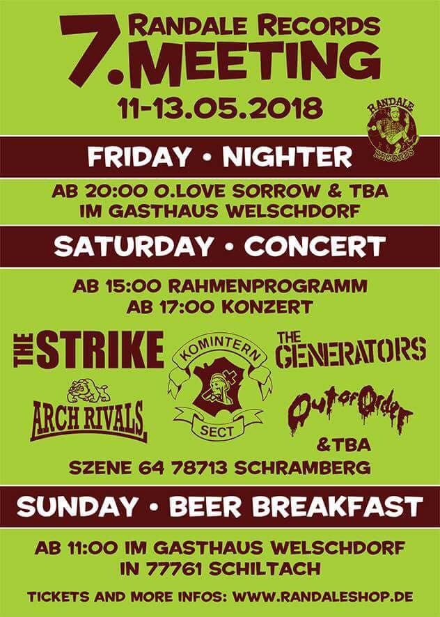 Randale Records Meeting 2018: The Strike, Komintern Sect, The Generators, Arch Rivals, Out of Order, 