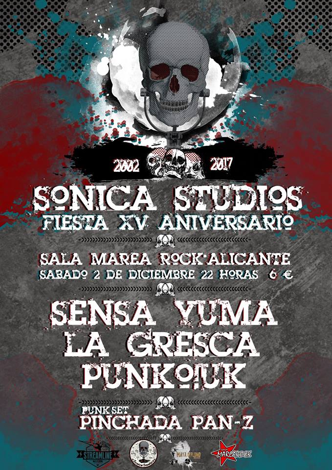 Concierto 15º aniversario Sónica Studios con Sensa Yuma, La Gresca y Punko!UK en la Sala Marearock de Alicante