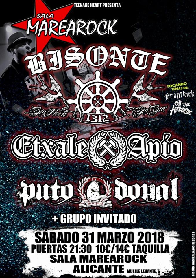 Concierto de Bisonte 1312 + Etxale Apio + Puto Donald @ Sala Marearock, Alicante, 31/03/2018
