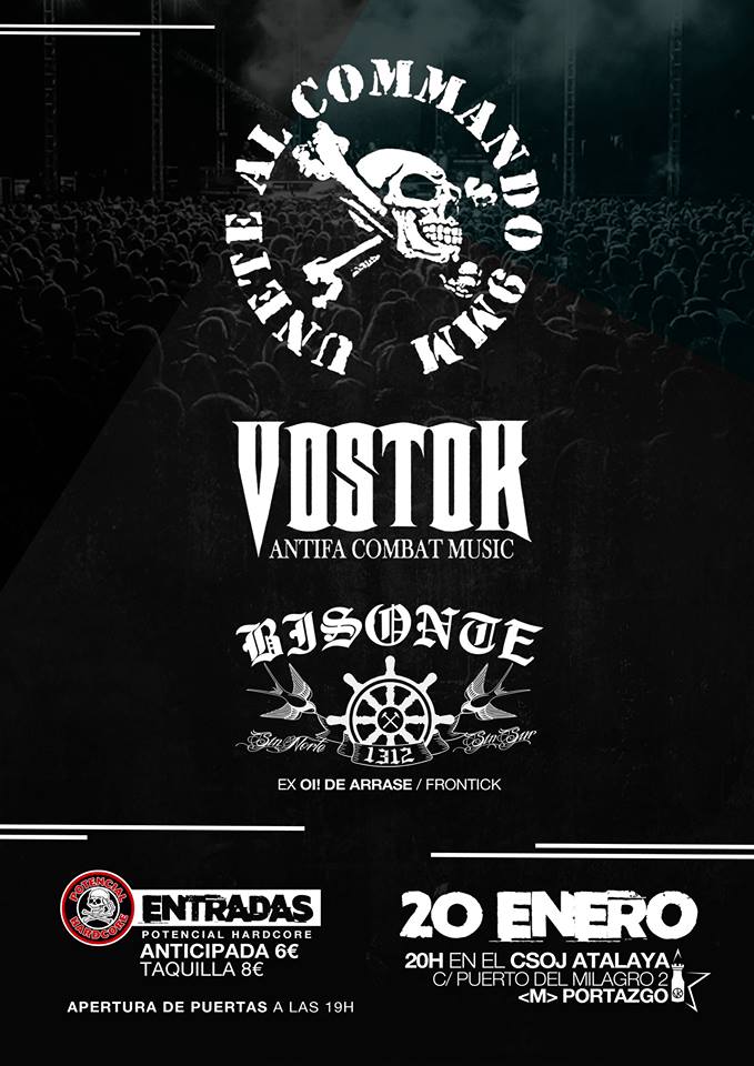 Concierto de Commando 9mm + Vostok + Bisonte 1312 @ CSOJ La Atalaya, Vallekcas (Madrid) el 20/01/2018