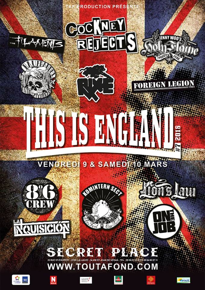 This Is England 2018 Festival: Cockney Rejects, The Filaments, Holy Flame, On The Job, Rixe, Komintern Sect, Lion's Law, 8º 6 Crew, Raufhandel, La Inquisición & Foreign Legion