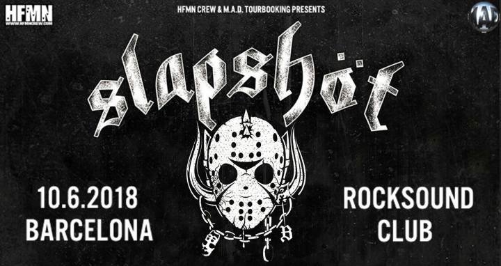 Cartel del concierto de Slapshot en la sala Rocksound de Barcelona del 10 de junio de 2018