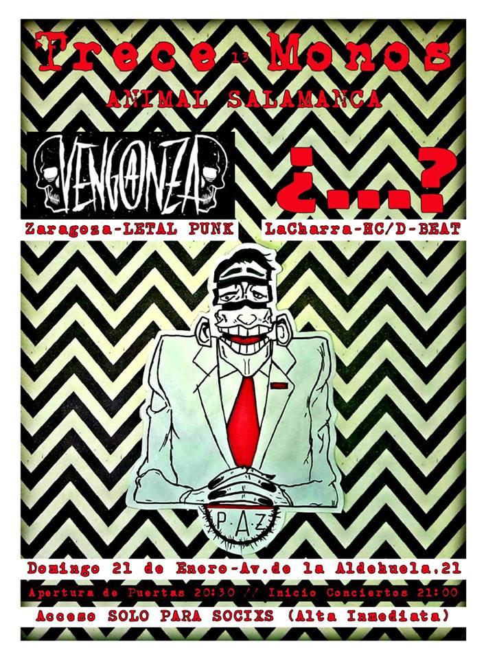 Concierto de Venganza y La Charra @ Trece Monos, Salamanca, 21/01/2017