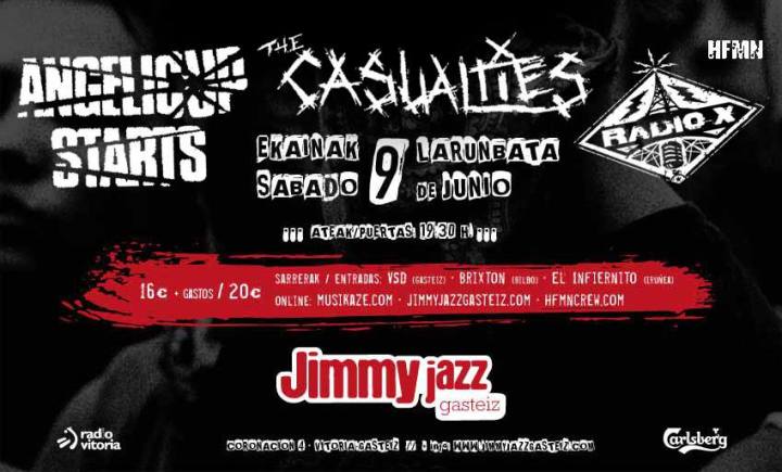 Cartel del concierto de Angelic Upstarts + The Casualties + Radio X @ Sala Jimmy Jazz, Vitoria-Gasteiz, el sábado, 8 de junio de 2018