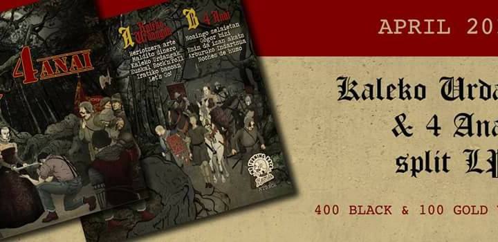 Kaleko Urdangak & 4 Anai split en No Turning Back Records (2018)