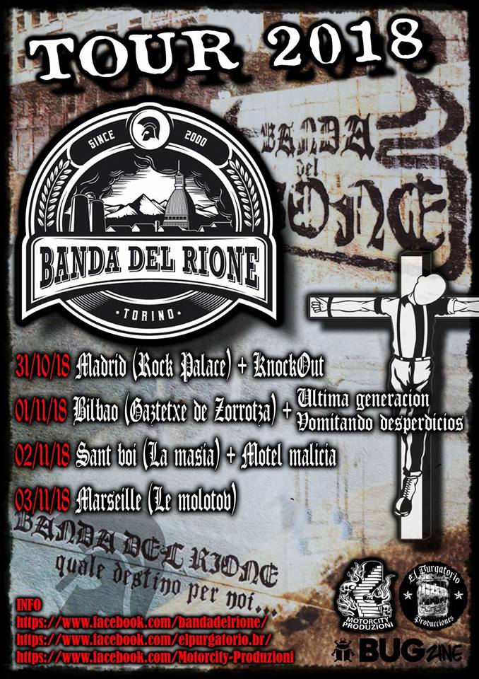 Tour de Banda del Rione con conciertos en Bilbao, Madrid, Sant Boi y Marsella