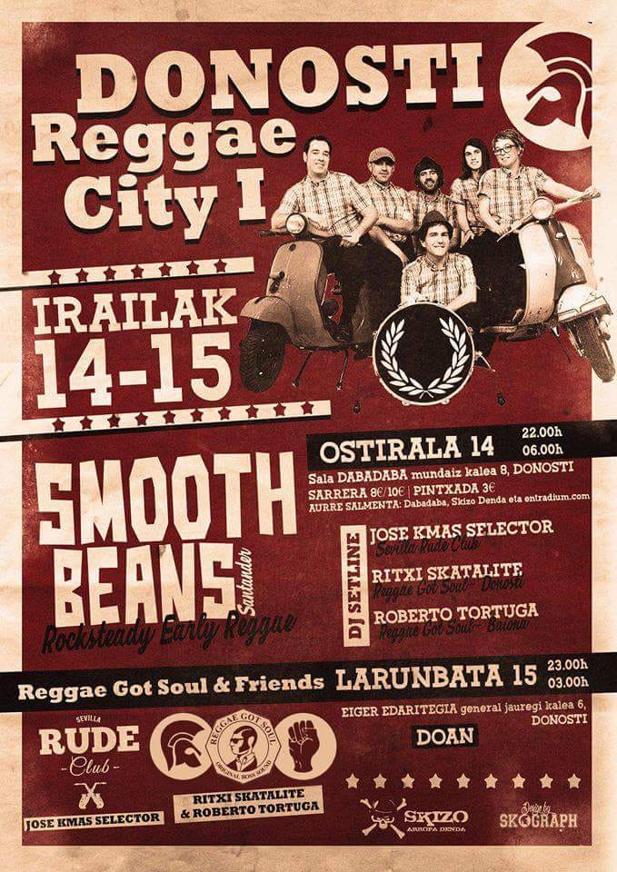 Cartel del I Donosti Reggae City con Smooth Beans
