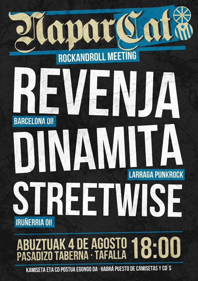 Cartel del concierto de Revenja, Dinamita y Streetwise @ Tafalla el sábado 4 de agosto de 2018