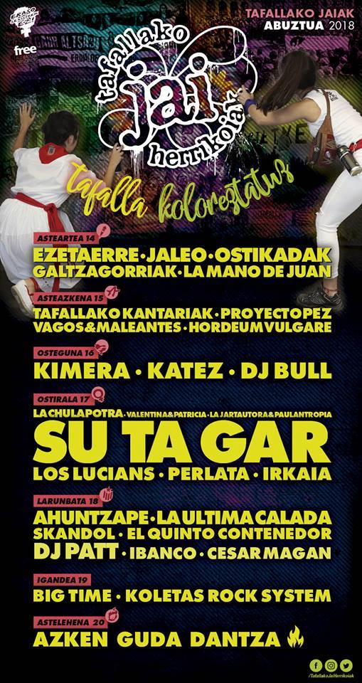 Programa de conciertos de las Fiestas de Tafalla 2018