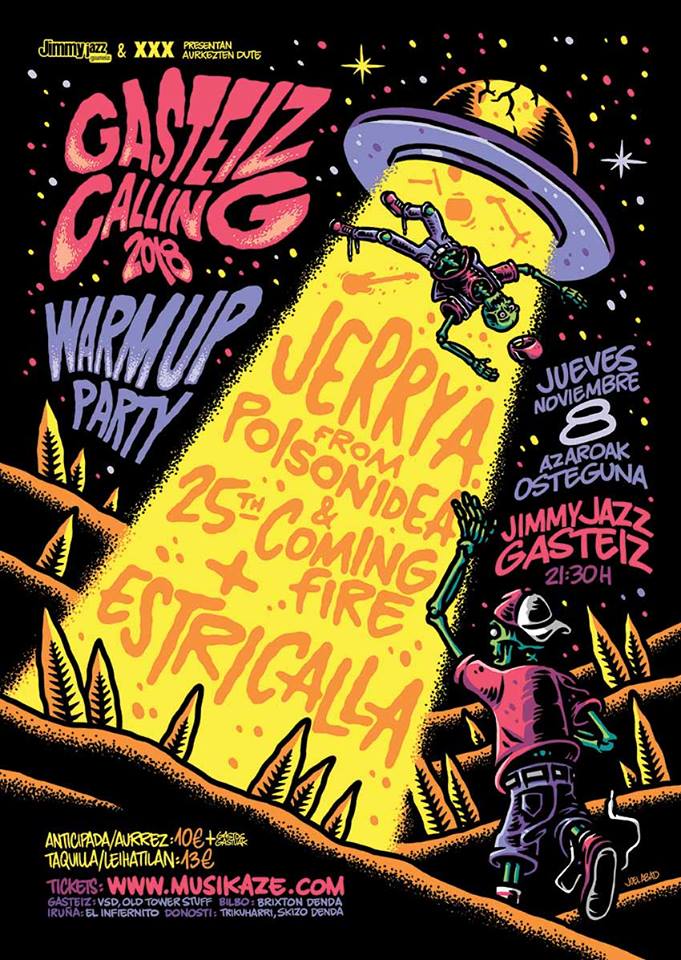 Cartel del Gasteiz Calling Warm-Up Party 2018 con Jerry A & 25th Coming Fire + Estricalla @ Jimmy Jazz, Vitoria-Gasteiz, jueves 8 de noviembre de 2018