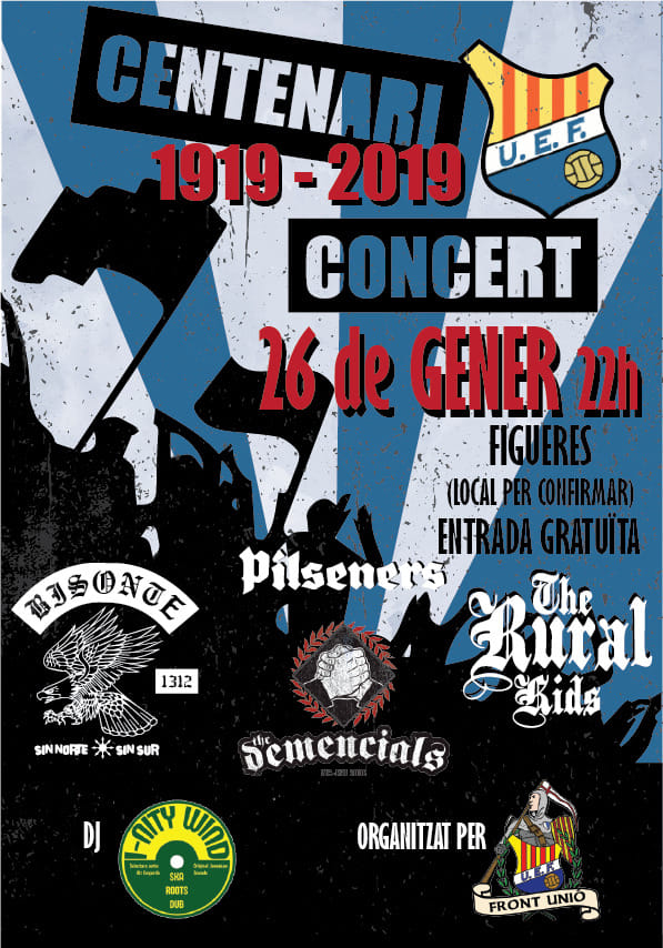 Cartel del concierto de Pilseners, Bisonte 1312, The Demencials y The Ruval Kids el sábado 26 de enero de 2019