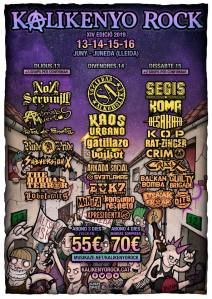 Cartel del Kalikenyo Rock 2019, que se celebra del 13 al 16 de junio en Juneda (Lleida)