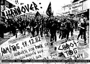 Cartel anunciando la convocatoria para acudir a Hannover el 18/12/1982