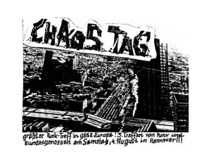 Un flyer llamando a acudir al Chaos-Tag de 1984