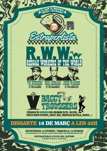 Cartel del concierto de Reggae Workers of the World @ Estraperlo Club, Badalona, el sábado 16 de marzo de 2019
