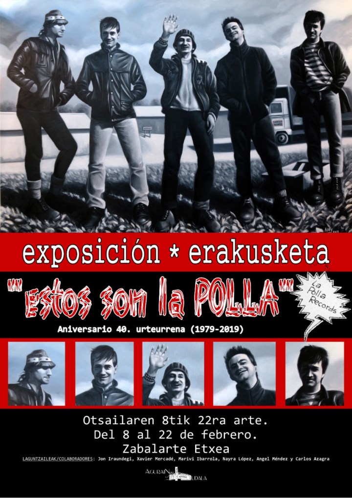 Cartel de la exposición sobre La Polla Recors en Agurain del 8 al 22 de febrero de 2019