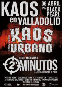 Cartel del concierto de Kaos Urbano + 2 Minutos @ Valladolid