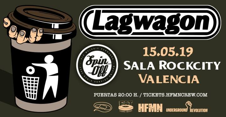 Cartel del concierto de Lagwagon @ Rock City, Valencia, el miércoles 15 de mayo de 2019