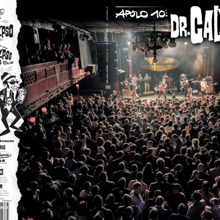 Portada y listado de canciones del disco 'Apolo 10' 2xLP en directo de Dr Calypso, editado en 2019 por HFMN Crew