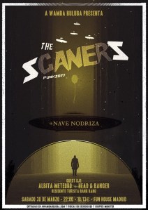 Cartel del concierto de The Scaners y Nave Nodriza @ Fun House (Madrid)