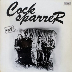 Portada de la edición en España del primer LP de Cock Sparrer (Decca, 1978)