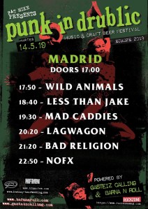 Horarios para el Punk In Drublic Festival @ Madrid, el martes 14 de mayo de 2019