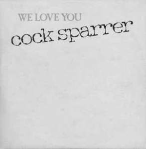 Portada de la edición en 12" en UK del single We Love You de Cock Sparrer (Deca, 1977)