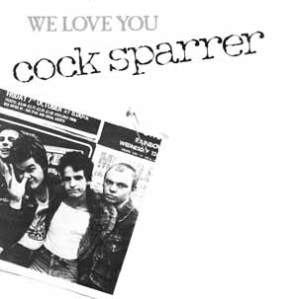 Trasera de la edición en 12" en UK del single We Love You de Cock Sparrer (Deca, 1977)
