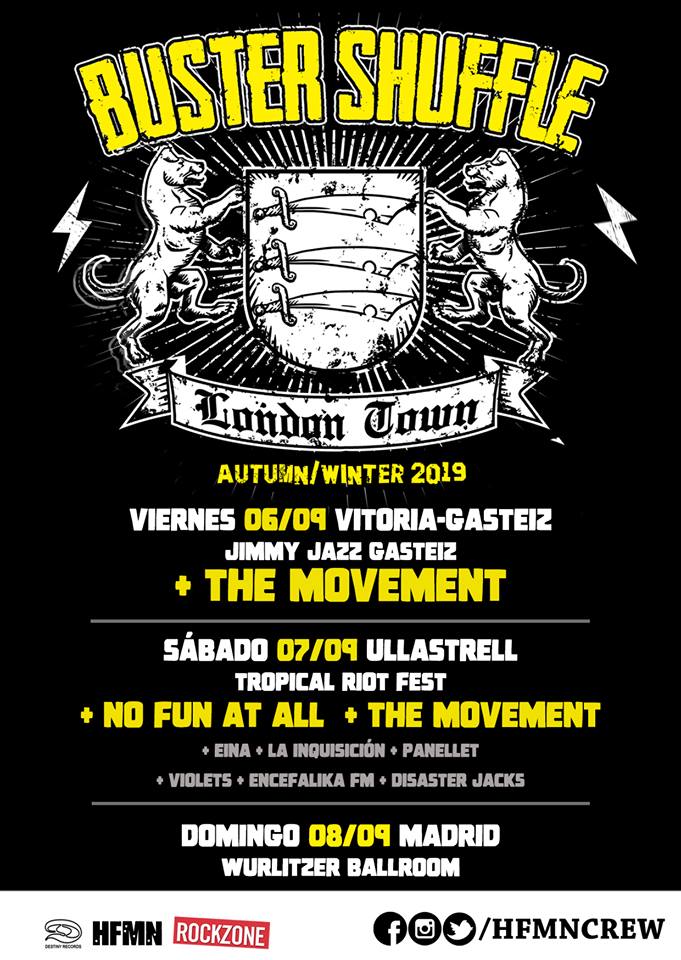 Conciertos de Buster Shuffle en Vitoria-Gasteiz, Tropical Riot Fest y Madrid en septiembre de 2109