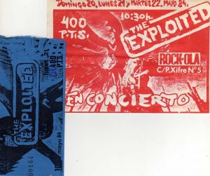 Cartel y entrada de uno de los conciertos de Exploited en Rockola, Madrid, en mayo de 1980