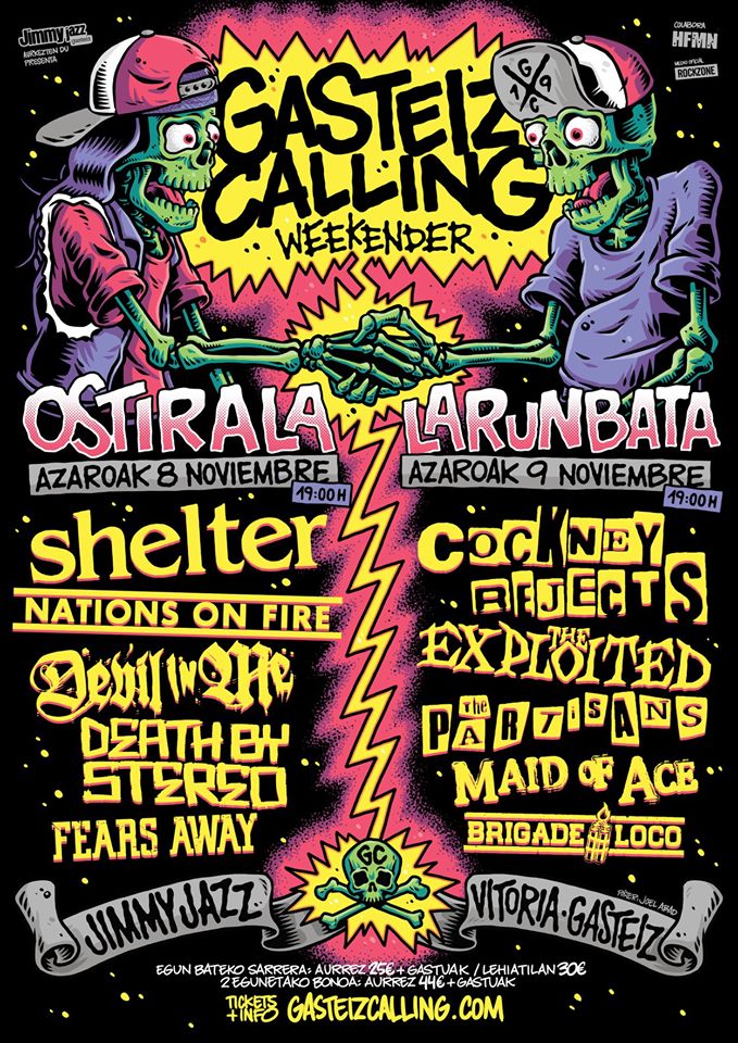 Cartel definitivo del Gasteiz Calling Weekender 2019 que se celebra los días 8 y 9 de noviembre de 2019 en la sala Jimmy Jazz de Vitoria-Gasteiz