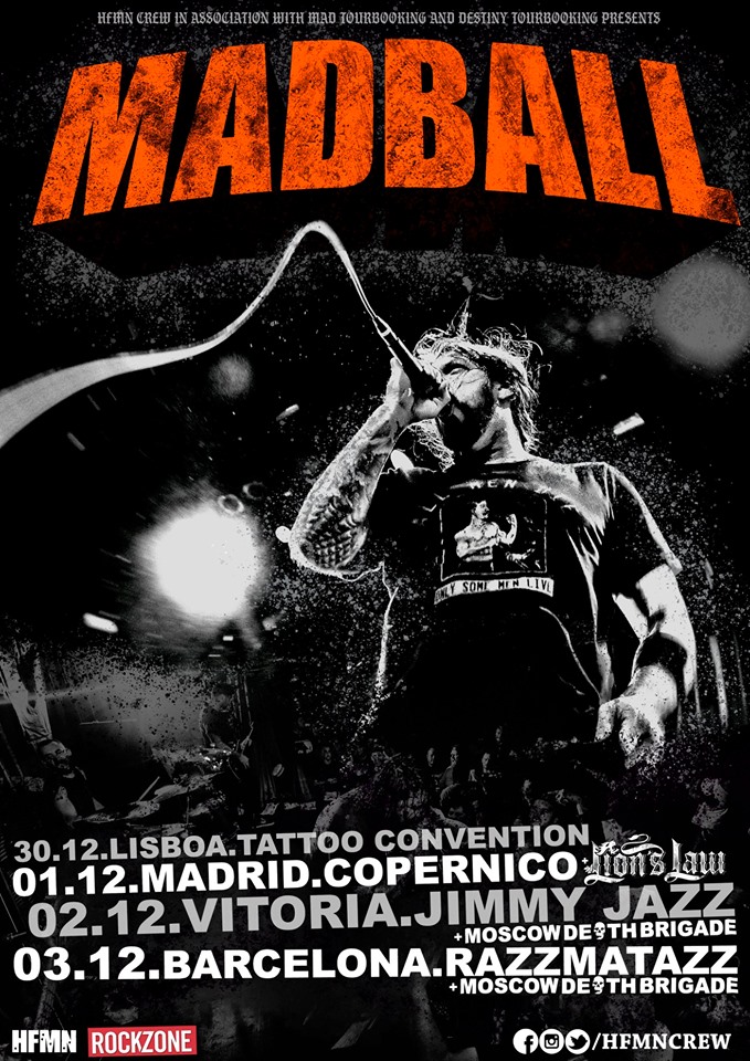 Cartel de la gira de Madball @ Lisboa, Madrid, Vitoria-Gasteiz y Barcelona 