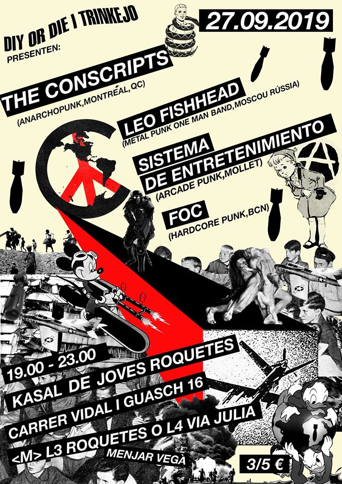 Cartel del concierto de The Conscripts en el Kasal de Roquetes, el 27 de septiembre de 2019