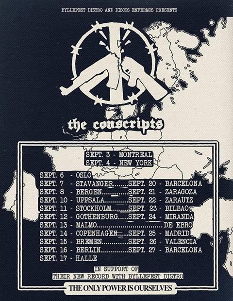 Cartel de la gira europea de The Conscripts (septiembre 2019)
