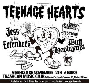 Concierto de Teenage Hearts + Jess y Los Extenders + Duff Hooligans @ Trash Can, Madrid, el viernes 8 de noviembre de 2019