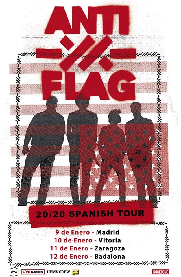 Gira de Anti-Flag en enero de 2020 con conciertos en Madrid, Vitoria-Gasteiz, Zaragoza y Badalona