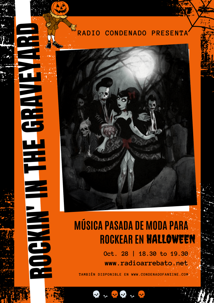 Emisión #5 de Radio Condenado, el brazo radiofónico de Condenado Fanzine. Programa especial de Halloween ambientado musicalmente con selectas perlas musicales de diversos géneros y décadas que sirven de banda sonora de un desfile de personajes siniestros.