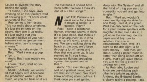 3 hoja entrevista en Sounds con The Partisans, en septiembre de 1982