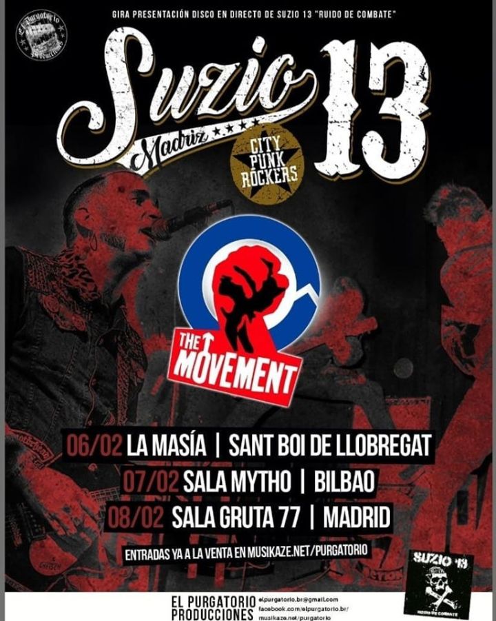 Conciertos de The Movement y Suzio 13 en Sant Boi de Llobregat, Bilbao y Madrid 
