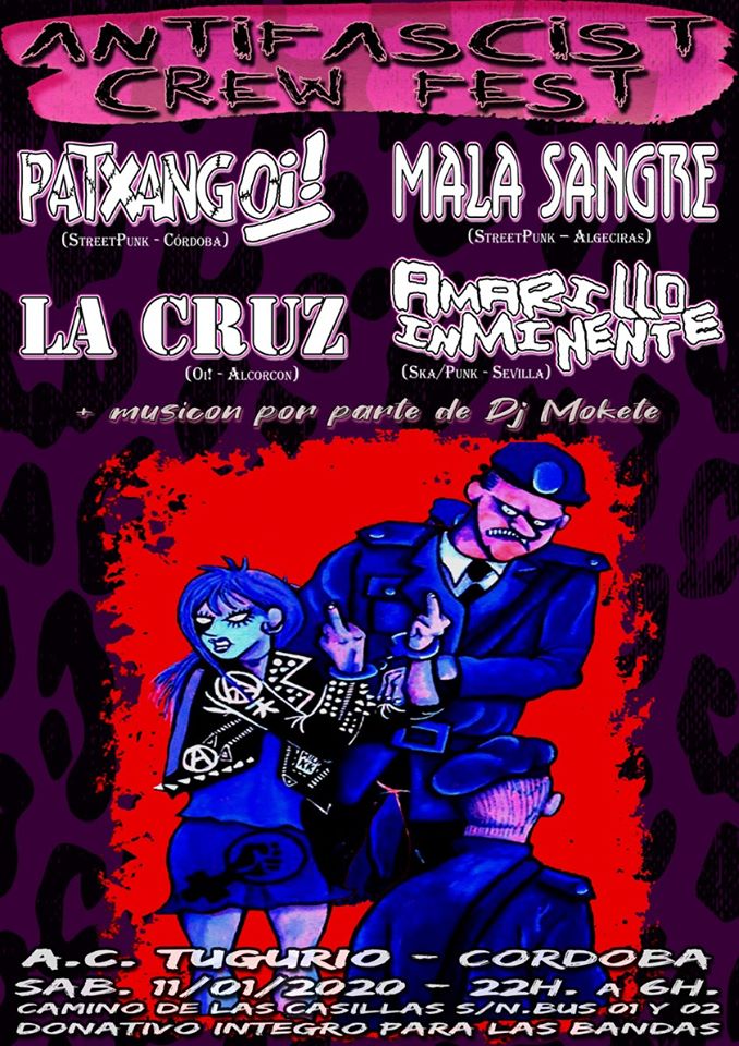 Antifascist Crew Fest 2020 con Patxangoi!, La Cruz, Mala Sangre y Amarillo Inminente @ AC Tugurio, Córdoba, el sábado 11 de enero de 2020