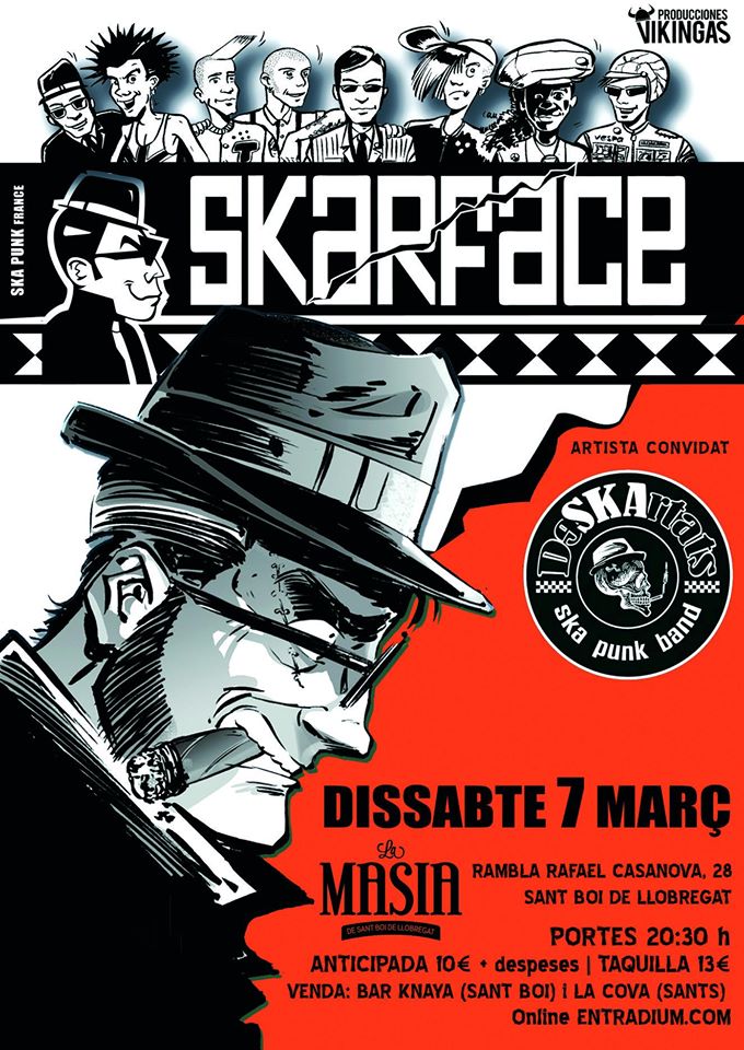 Cartel del concierto de Skarface + Deskartats @ La Masia de Sant Boi de Llobregat, el sábado 7 de marzo de 2020