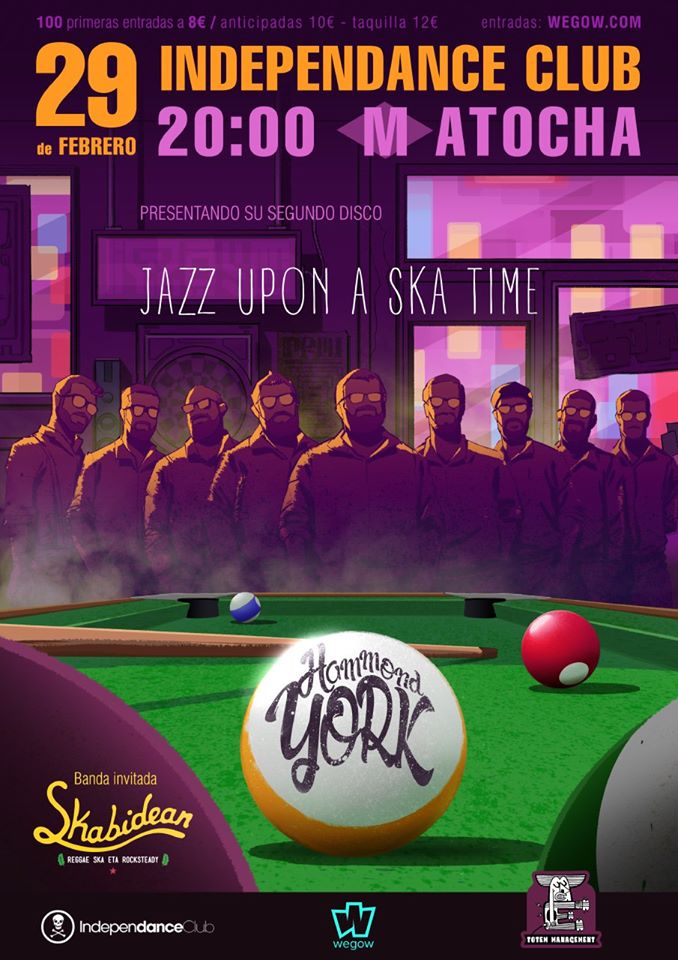 Cartel del concierto de Hammond York y Skabidean @ Independance Club, Madrid, el sábado 29 de febrero de 2020