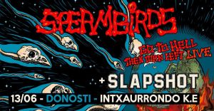 Cartel del concierto de Spermbirds y Slapshot @ Intxaurrondo Kultur Etxea, Donosti, el sábado 13 de junio de 2020