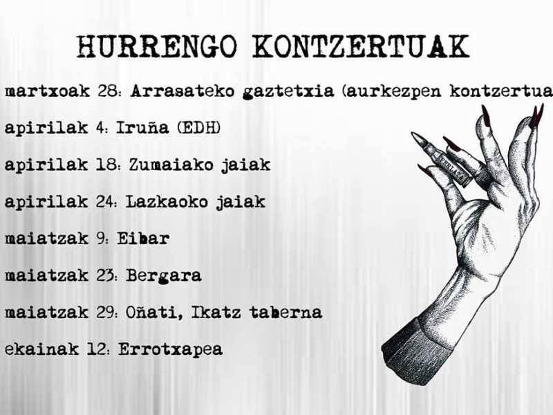 Próximos conciertos de Perlata en marzo, abril y mayo de 2020